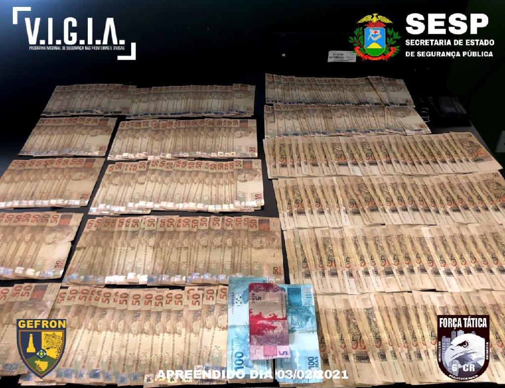 PORTO ESPERIDIÃO: Homem é preso com R$ 17mil reais em espécie; parte das notas estavam manchadas de tinta rosa
