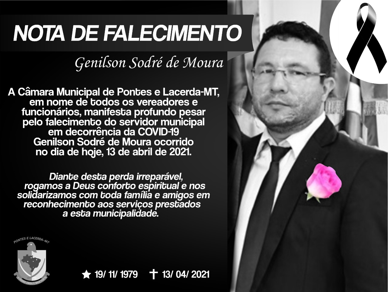 Servidor da Câmara Municipal de Pontes e Lacerda vem a óbito em decorrência da COVID-19