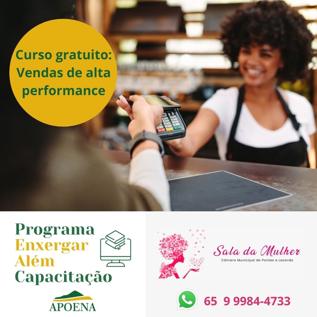 Sala da Mulher oferece curso profissionalizante gratuito de Vendas de Alta Performance