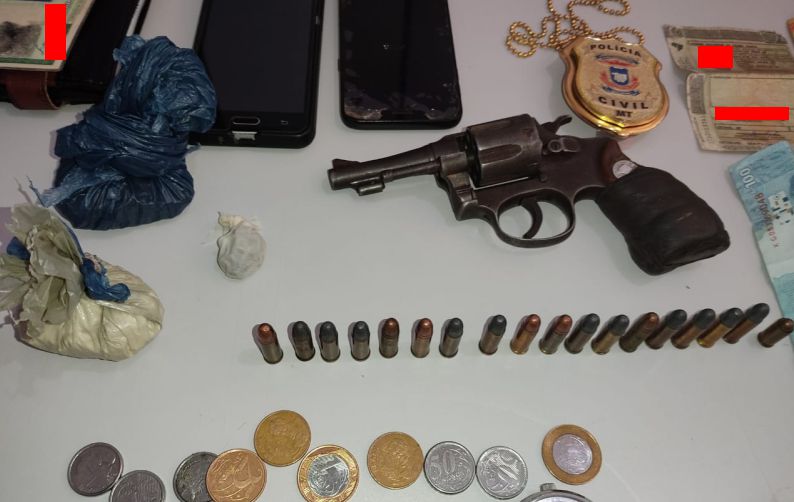 Homem é preso com arma e drogas na região do garimpo ilegal do Sararé em Pontes e Lacerda