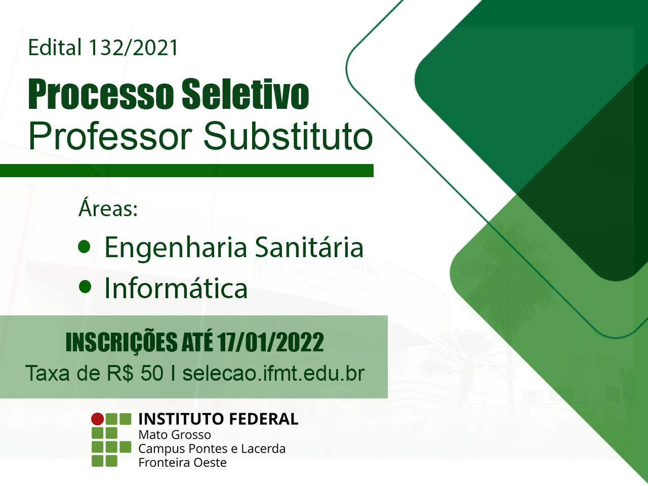 IFMT Pontes e Lacerda abre seletivo para contratar professores substitutos