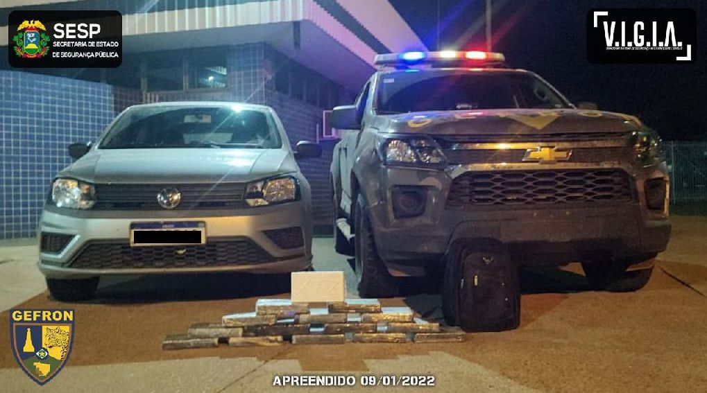 Gefron apreende 16 quilos de cocaína que saiu de Pontes e Lacerda e seriam levados para Mirassol D’Oeste