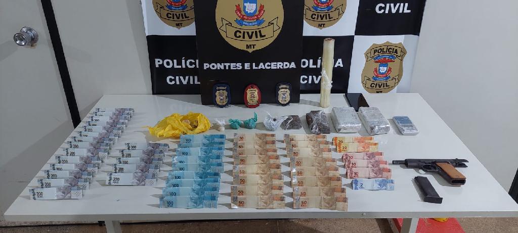 Traficante é preso em flagrante com R$ 5,5 mil e arma de fogo em Pontes e Lacerda