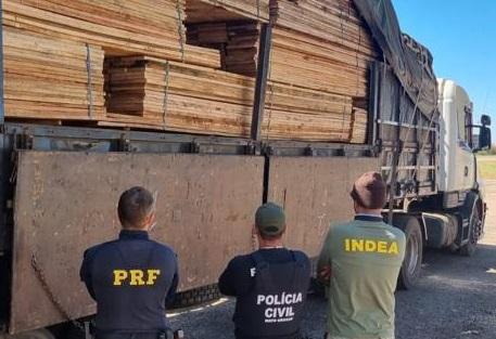 Operação Fronteira da Madeira apreende caminhões e 360 m³ de madeira irregular no interior de MT