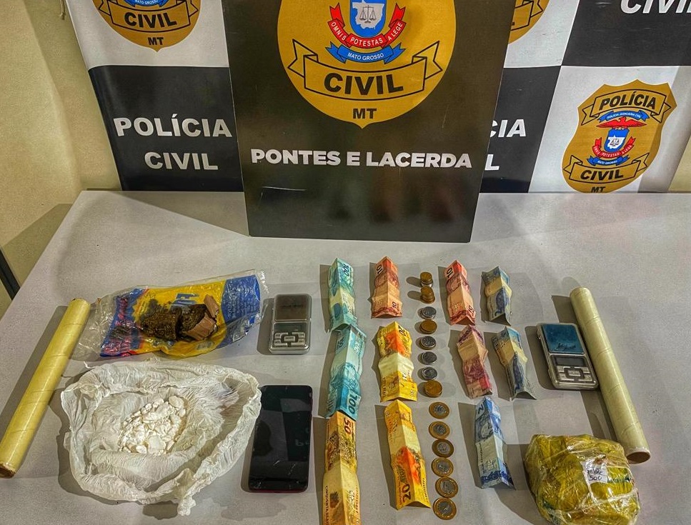 Pontes e Lacecrda: Traficante é preso pela Polícia Civil com mais de meio quilo de entorpecentes e apetrechos para vender drogas