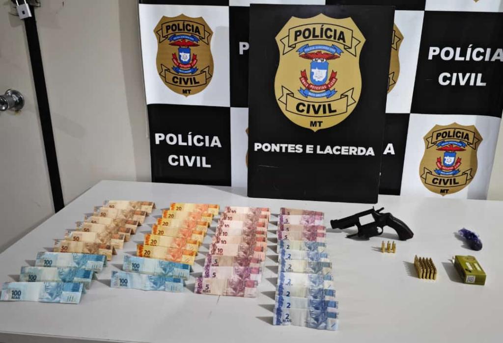 Pontes e Lacerda: Casal cai em flagrante com arma de fogo e drogas em boca de fumo