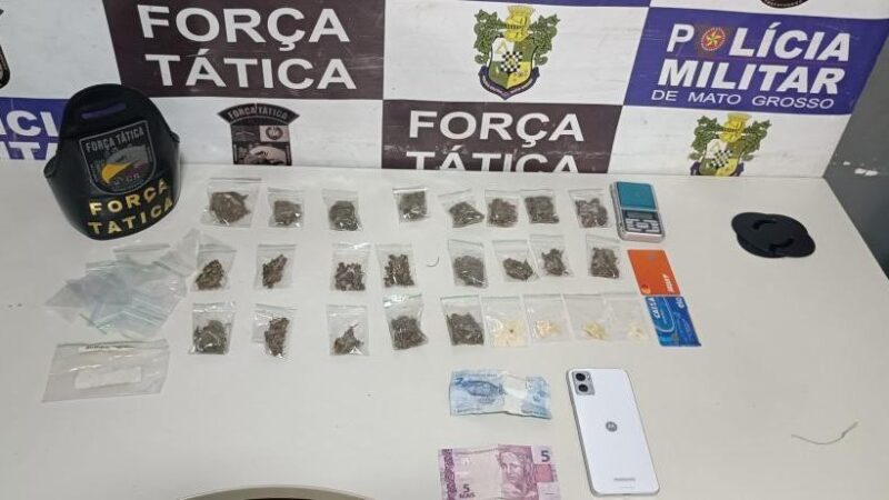 Força Tática prende homem com porções de maconha e pasta base em Rondonópolis