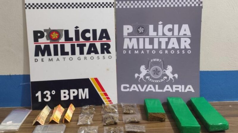 Cavalaria da PM prende dois por tráfico e apreende porções e tabletes de maconha em Lucas do Rio Verde