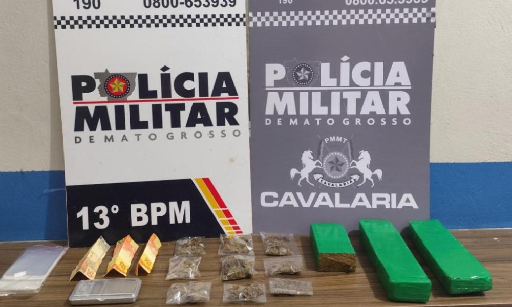 Cavalaria da PM prende dois por tráfico e apreende porções e tabletes de maconha em Lucas do Rio Verde