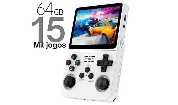 Console portátil Arkos R36s com 20% OFF: 15 mil jogos retro na palma da mão!
