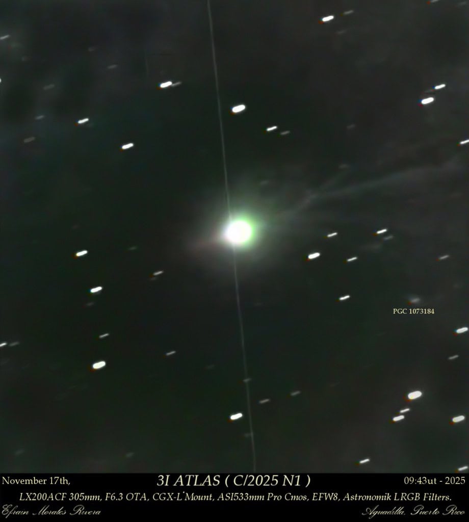 Nova imagem mostra o cometa 3I/ATLAS em plena atividade