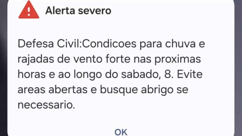 SP: Defesa Civil emite alerta severo com risco de chuva e ventos fortes no fim de semana