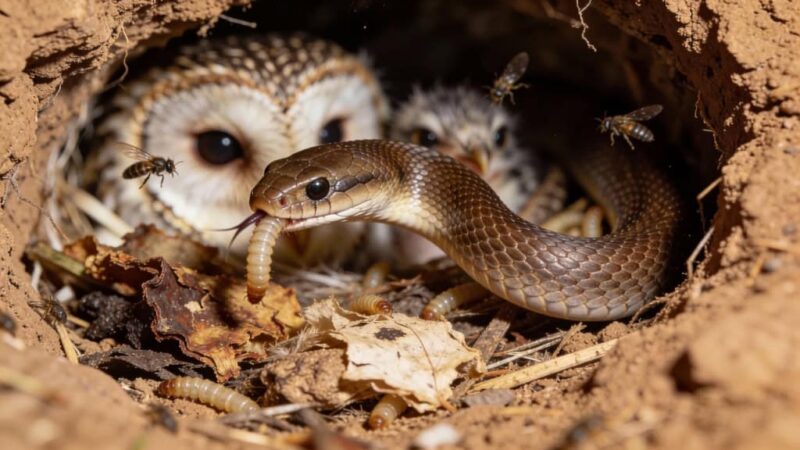 O motivo curioso de as corujas manterem cobras cegas como babás de seus filhotes