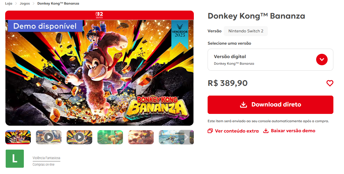 Nintendo reduz preços de jogos digitais no Brasil para Switch e Switch 2; Veja como fica