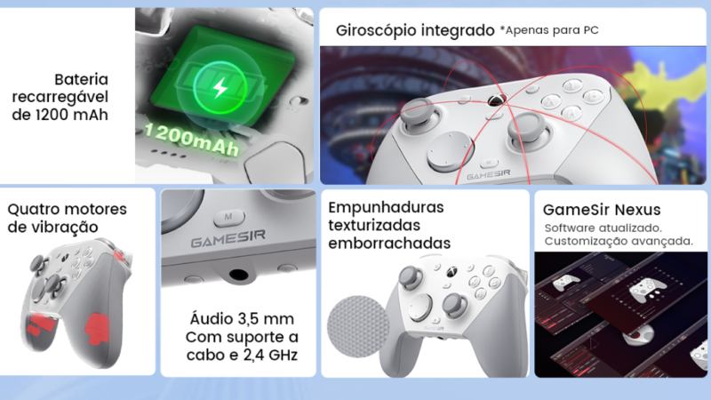 Controle GameSir G7 Pro anti-drift entra em promoção na Amazon com foco em desempenho competitivo