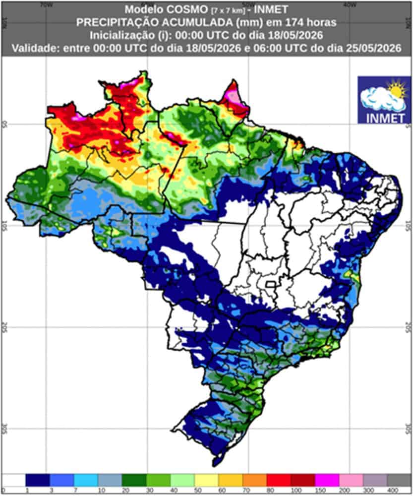 Chuva continua em boa parte do Brasil; veja como fica a previsão do tempo