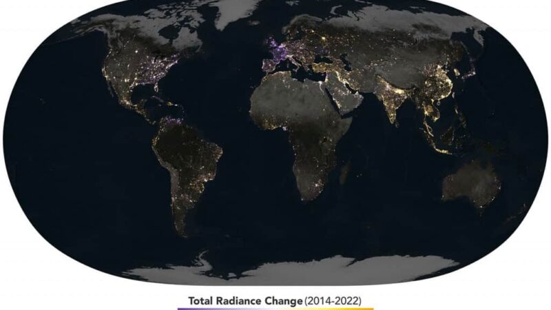 Mapas da NASA revelam pontos de aumento e redução da poluição luminosa no mundo