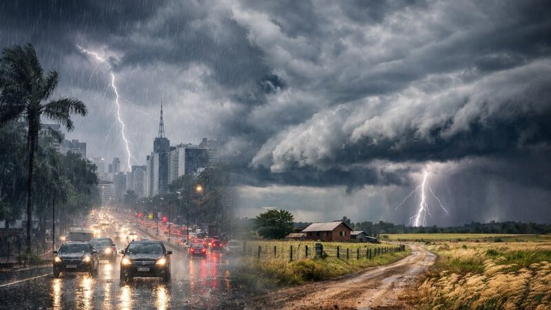 Chegada de nova frente fria e ciclone provocam chuva forte no fim de semana; veja a previsão do tempo